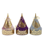 Détail de la finition dorée et du velours soyeux des coffrets Aïd Moubarak.